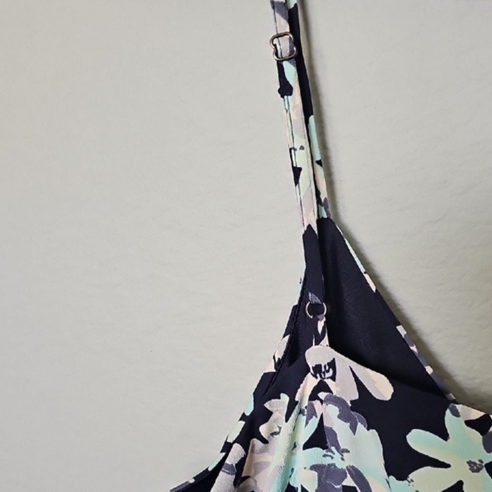 Banana Republic Women 14 Navy Blue Floral Wrap V-Neck Spaghetti Strap Maxi Dress - Picture 10 of 14